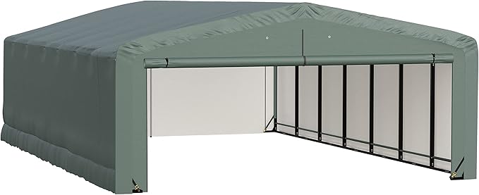 ShelterLogic ShelterTube Garage & Storage Shelter, 20' x 32' x 10' Heavy-Duty Steel Frame Wind and Snow-Load Rated Enclosure, Green