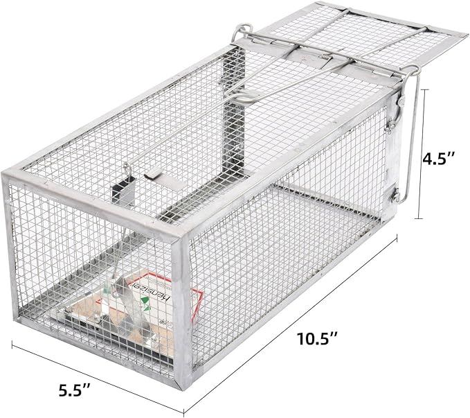 Kensizer 2-Pack Humane Rat Trap, Chipmunk Rodent Trap That Work for Indoor and Outdoor Small Animal - Mouse Voles Hamsters Live Cage Catch and Release
