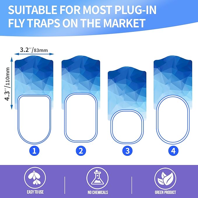 Flying Insect Trap Refills - 6 Pack Indoor Fly Trap Glue Cards NO Device - Indoor Plug-in Fly Trap Refills Universal (6 Blue Refills)