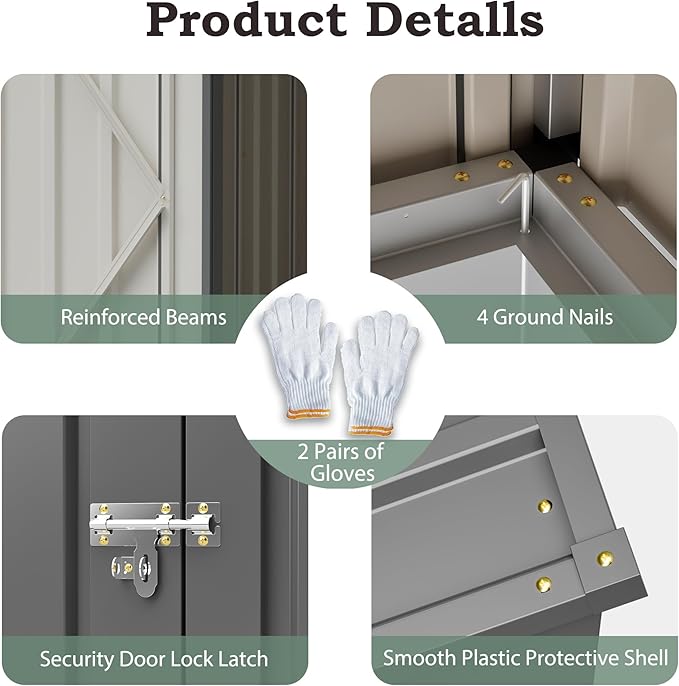 4x7 FT Lean-to Metal Storage Shed with Single Lockable Side Door, Sloping Roof Galvanized Steel Outdoor Tool Shed for Garden, Patio & Backyard Storage