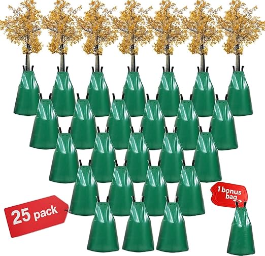 (25+1 Value Pack) 20 Gallon Tree Watering Bags, Heavy Duty and Slow Release Gator Bag for Trees, Premium PVC Plant Drip Irrigation Bags,5-8 Hours Releasing Time,Reusable