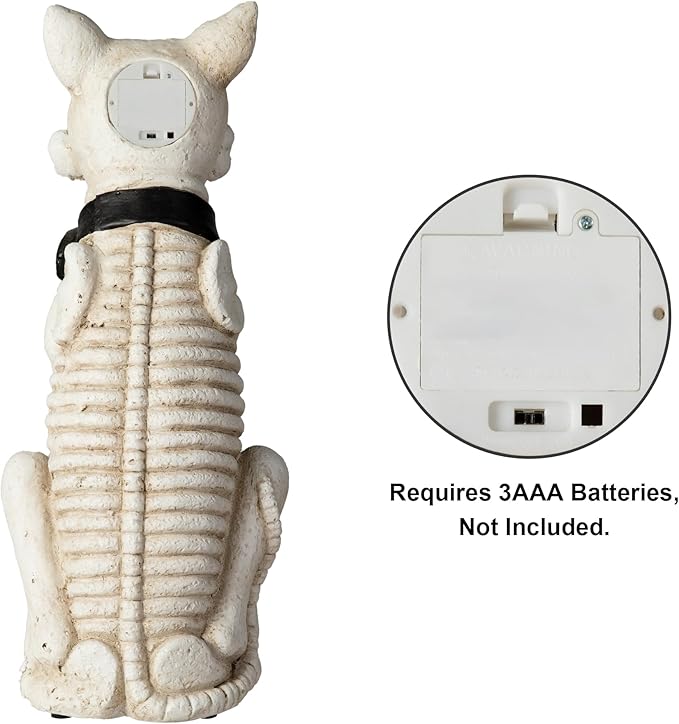 Glitzhome Halloween Porch Decorations, Lighted Halloween Front Porch Standing Sign Decor with Timer, MGO Skeleton Dog Sign for Indoor Patio Party, 20.5" H