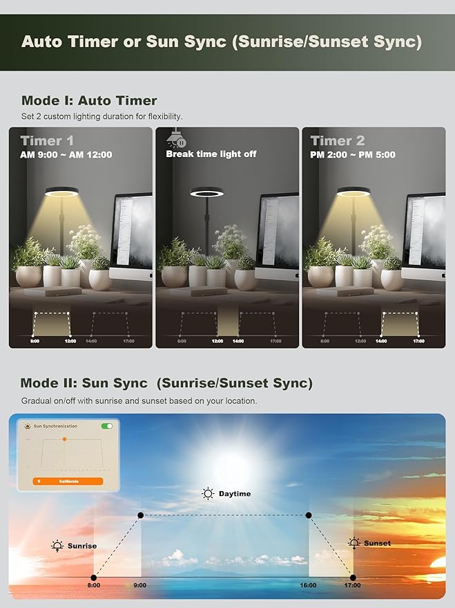 GLOWRIUM Smart LED Grow Lights for Indoor Plants, Desk Plant Light with Bluetooth App Control, 8W Full Spectrum Grow Lamp, Height Adjustable 16"-23", Auto Timer, Watering Reminder for Small Plants