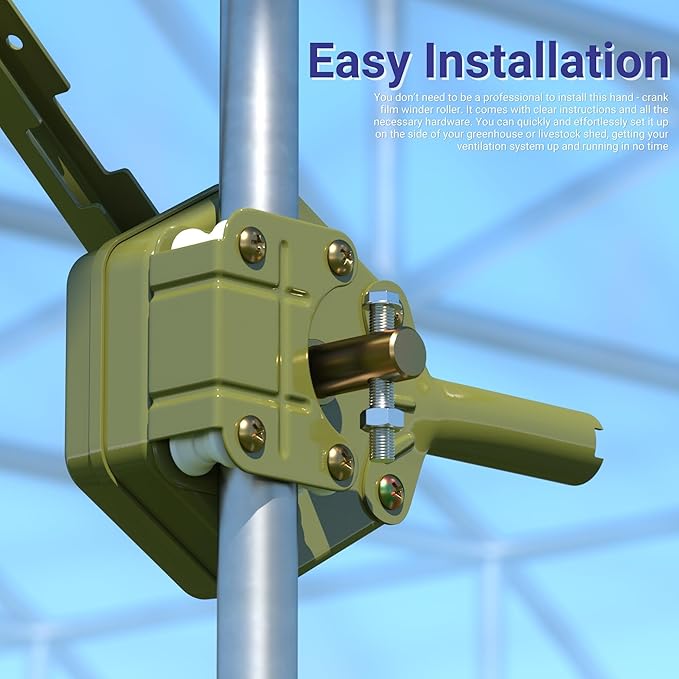 Greenhouse Side Manual Roll Up, Self Locking Roll Up Unit, Hand Crank Film Winder Roller for Greenhouse Plastic Film Livestock Curtain Ventilation, Adjustable Handle, Max. 328ft