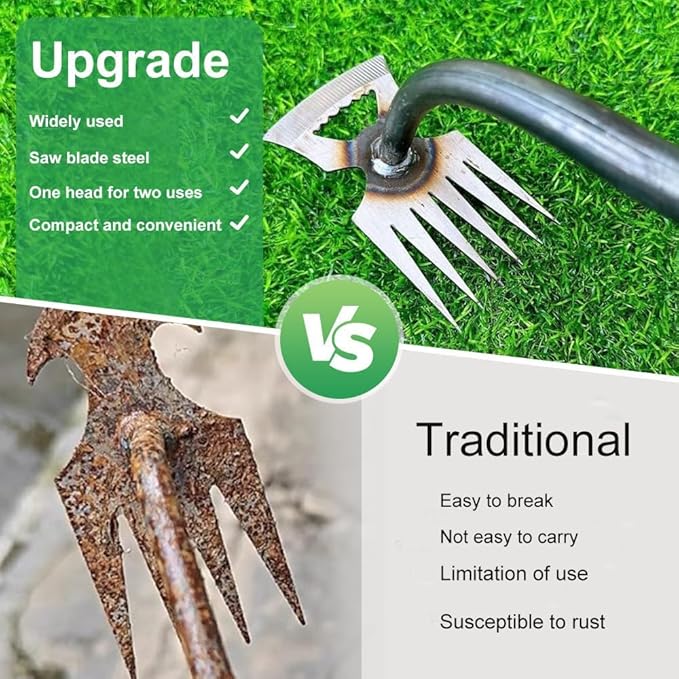 Weed Puller Tool Garden Hand Weeder Tools, 2025 Weeding Artifact Uprooting Weeding Tool, 17.2IN Weed Puller Removal Tool, 6 Teeth Manganese Steel Manual Weed Remover Pulling Tool for Lawn Garden