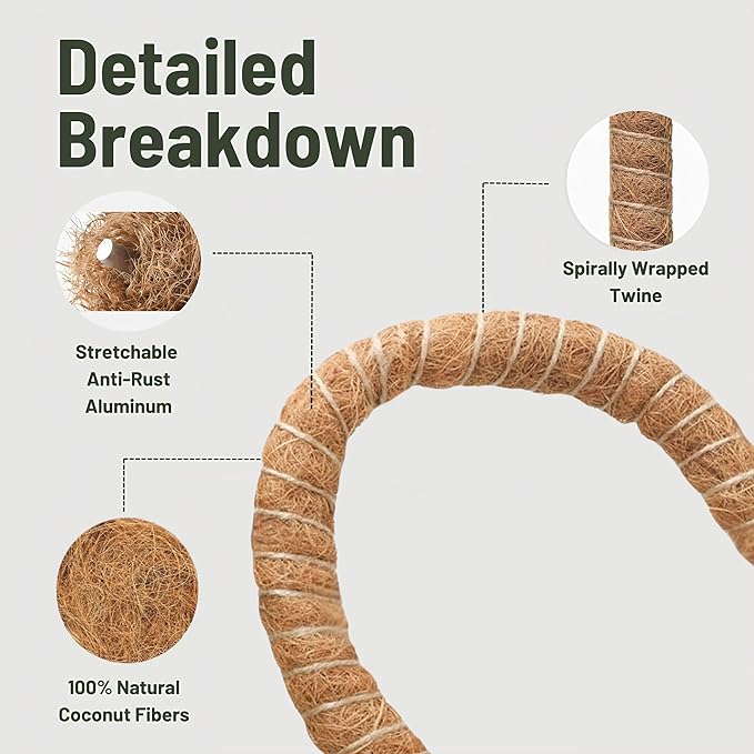 2 Pack 48 Inch Moss Pole for Plants Monstera, Tall Moss Poles for Climbing Plants Monstera, Handmade Coco Coir Plant Pole, Monstera Plant Support for Plant Grow