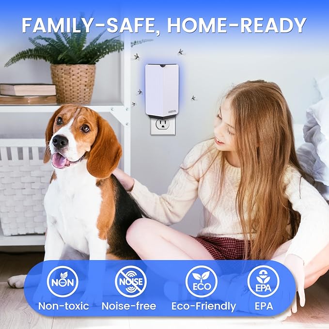 Fly Trap Indoor, 2025 Upgraded UV & Blue Light Flying Insect Trap, Plug in Fly Killer & Indoor Bug Catcher for Gnats, House & Fruit Flies, Mosquito(1 Device & 5 Cartridges)