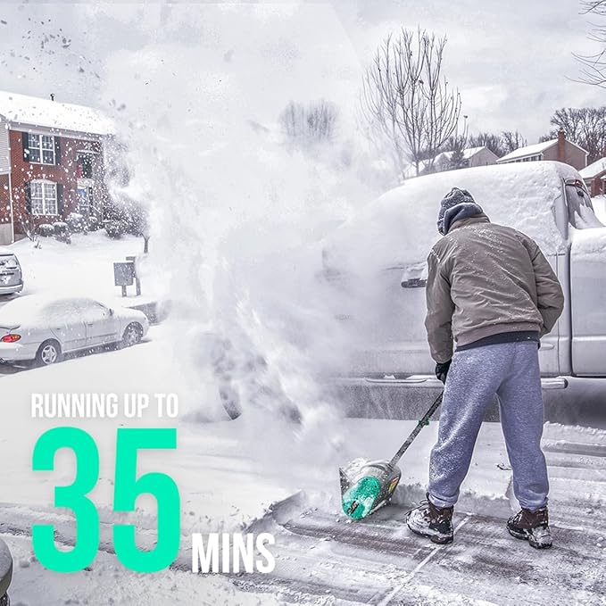 Litheli Cordless Snow Shovel, 20V 12-Inch Battery Powered Snow Thrower, Battery Snow Blower with Auxiliary Handle, with 4.0Ah Li-ion Battery & Charger