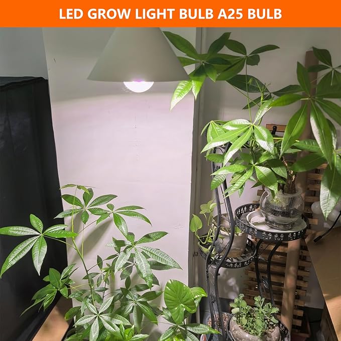 A25 Bulb Plus Size, 15W Grow Bulb,150W Equivalent,LED Grow Light Bulbs, Full Spectrum Grow Lighting, Plant Light Bulbs E26 Base, Grow Light for Indoor and Outdoor Plants (Grow Bulb 2-Pack)