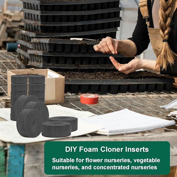 50 Pack Cloning Collars Inserts Premium Grade Foam, DIY Foam Cloner Inserts, Spoke Design Cloning Collar Inserts Hydroponic Tower Aero Garden Pods, Ideal for Net Pots, Aeroponics