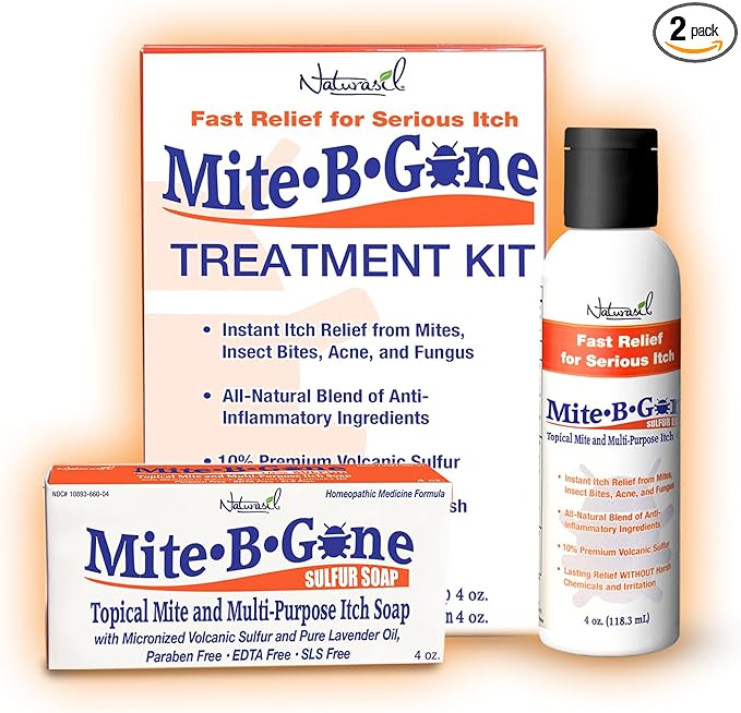 Mite Treatment Lotion & Soap by Mite-B-Gone |Natural Relief for Acne, Bug Bites, Skin Redness & Itching, Discomfort & Rosacea | Safe for Kids and Adults| Treatment Kit