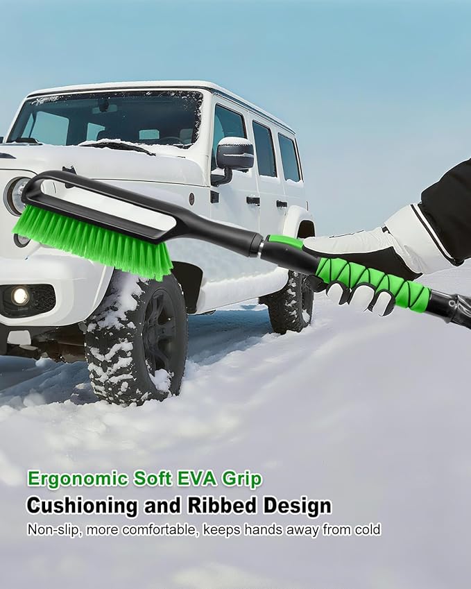 SEAAES 35.5 Inch Snow Brush for Car, Extendable Windshield Ice Scraper with Foam Grip, Snow Scraper Brush for SUV Truck Auto Jeep RV Vehicle Window