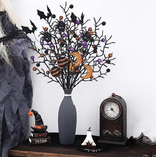 Large Halloween Artificial Flower Decorations, Spider and bat cuttings for Home, Office, Kitchen Decoration, Halloween Party Supplies，Halloween Indoor and Outdoor Party Decor Supplies