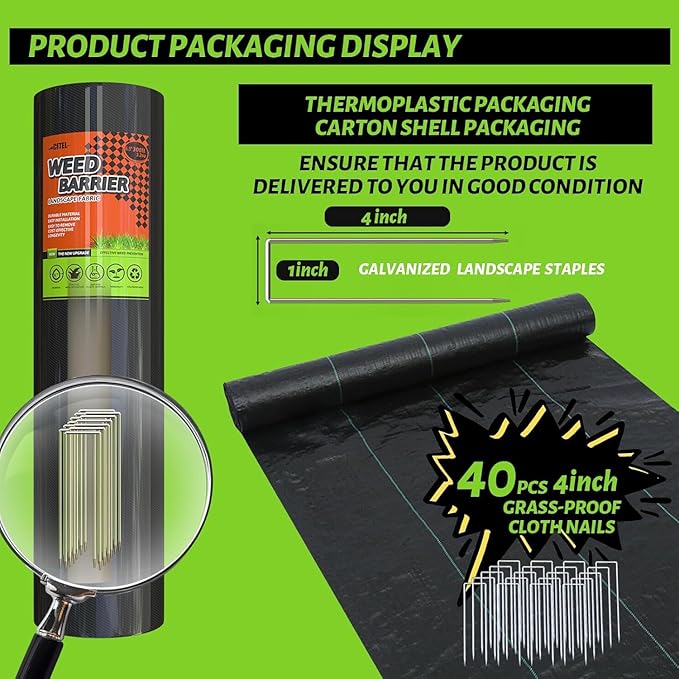 6.5x300FT Landscape Fabric, Weed Barrier Fabric, Durable & Effective Garden Cloth Weed Barrier, Heavy-Duty Landscaping Fabric for Weed Control, French Drains, Yard, Driveway