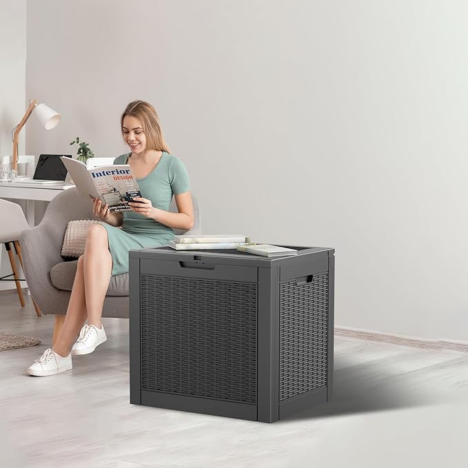 Resin Deck Box - 31 Gallon Lockable Outdoor Storage, Water-Resistant Indoor/Outdoor Bin for Package Delivery, Patio Cushions, Gardening Tools