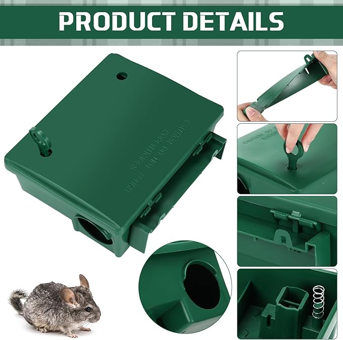 Qualirey 12 Packs Rat Bait Station Box Outdoor Rodent Rat Traps with Key Mouse Bait Station Indoor Mice Box for Outdoor Use Keeping Pets and Children Safe (Green)