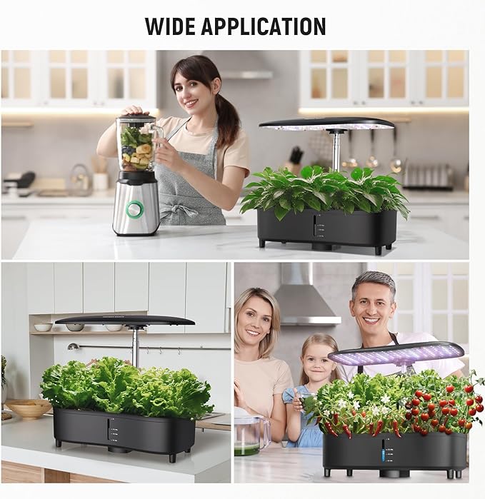 NEEWER Basics Silent Aeroponics Growing System Kit, Hydroponics with Atomization Tech LED Grow Light 3 Modes 15 Seed Pods Timer LCD, Indoor Gardening Plant Food Vegetable Herb Garden Planter, HGS02