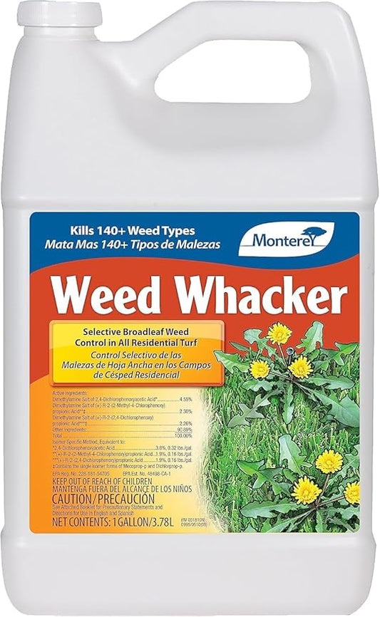 Monterey - Weed Whacker Weed Killer - Selective Broadleaf Weed Killer for Lawns - Kills 140+ Weed Types - Apply Using Sprayer - 1 Gallon Concentrate