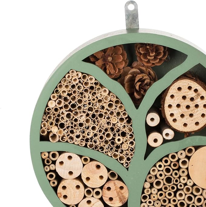 11” Woonden Multi Habitat Insect House Outdoor Garden Decorative Insect Hotels for Bee Butterfly and Beetle Tree of Life