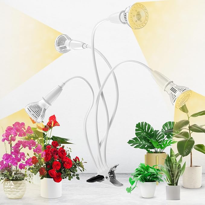 Grow Lights for Indoor Plants, LED 40 W Full Spectrum Bulb Replaceable Plant Light, 600 W Equivalent Clip on Grow Light with Optical Lens for Indoor Growing, Lifetime Free Bulb Replacement