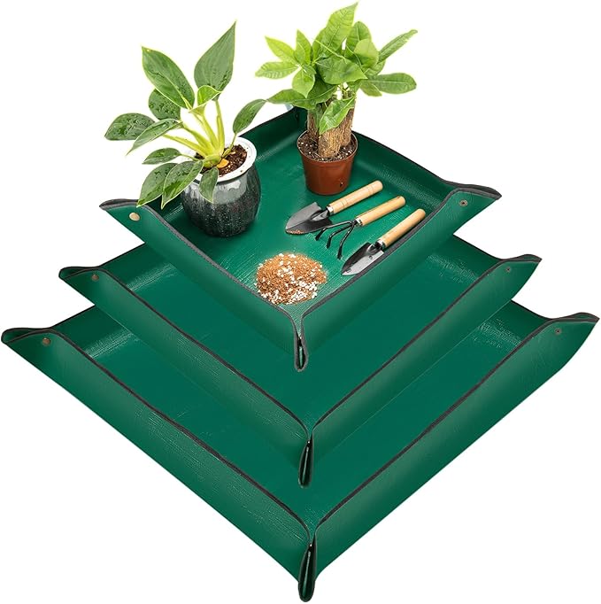 3pcs Susguo Repotting Mat for Indoor Plants, Mix Size Repotting Mats, Thickened Waterproof Plant Mat, Portable Folding Potting Mat, Gardening Mat for Orchid Pot, Planting Potting Soil Change Mat