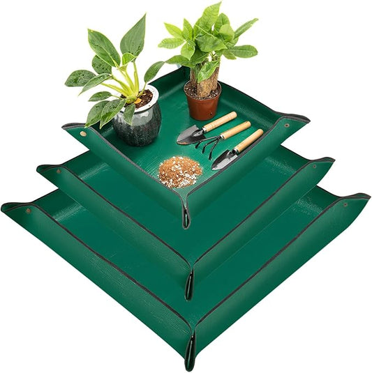 3pcs Susguo Repotting Mat for Indoor Plants, Mix Size Repotting Mats, Thickened Waterproof Plant Mat, Portable Folding Potting Mat, Gardening Mat for Orchid Pot, Planting Potting Soil Change Mat