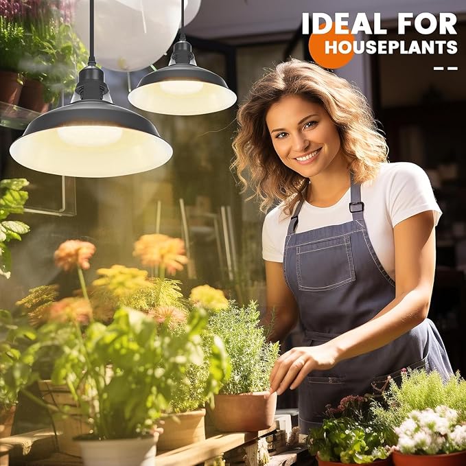 MYSWEETY Hanging Grow Light, Full Spectrum Hanging Plant Lights for Indoor, Vintage Decorative Grow Lights with 16.4FT Power Cord, Plug in Pendant Light with Adjustable Pulley for Plants, Flowers (2)