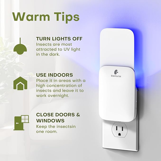 Flying Insect Traps Indoor - Plug-in Fly Catcher and Killers Includes Refills for House Flies, Fruit Flies, Gnats,Cover up to 800 ft², Off-White, 2 Traps + 8 Refills