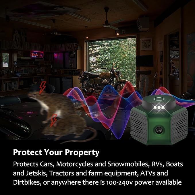 Mice Rat Repellent for House Rodent Squirrel Repellent Ultrasonic Mouse Deterrent Device Bat Removal Attic Garage Basement Crawlspace Indoors(Green)