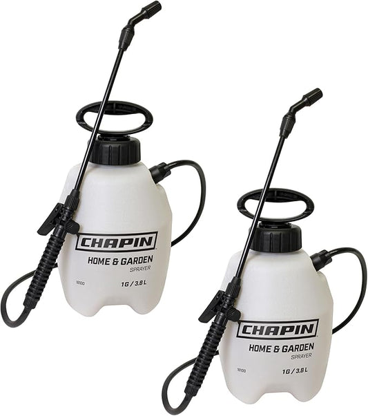 Chapin International 16109 1-Gallon Value Pack Lawn and Garden Pump Sprayer, Made in The USA, for Spraying Weeds, Insects, Fertilizers, 2-Pack, Translucent White