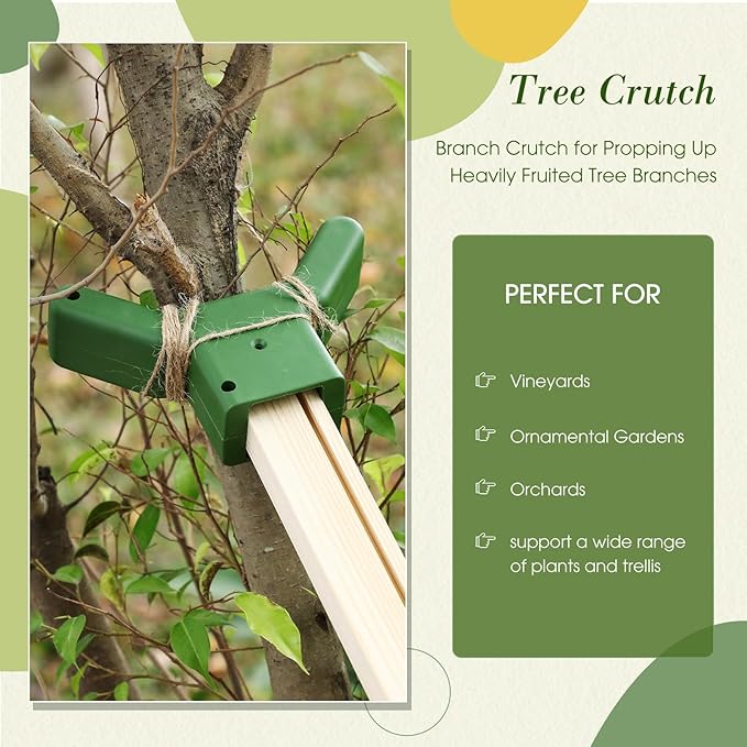 Yungyan 4 Pcs Tree Support, Plastic Fruit Tree Branch Support Device Tree Brace Prevent Them from Breaking for Vineyards Ornamental Gardens Orchards Fits on Standard 1.57 x 1.57 Inch Lumber (Green)