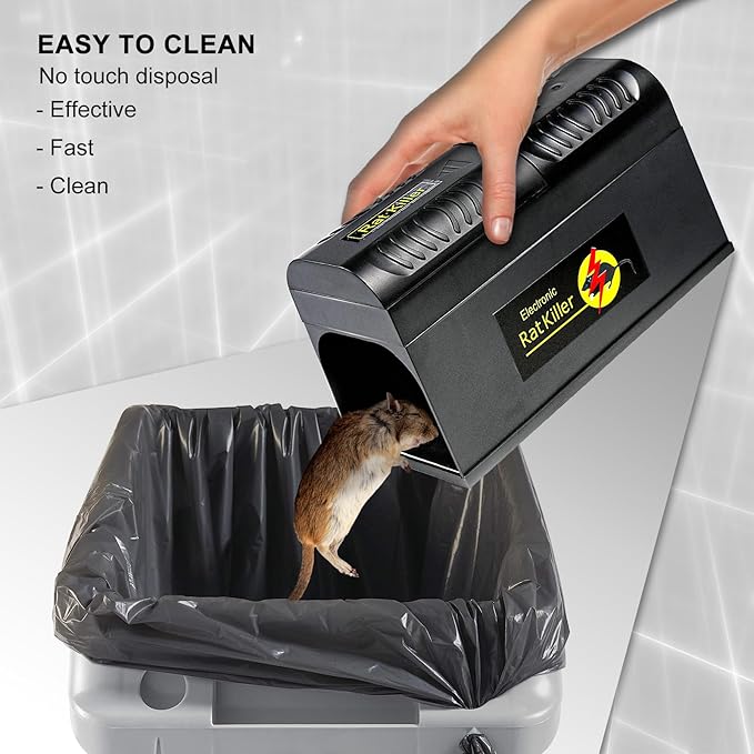 Electric Rat Trap, Humane & Effective Mouse Traps Indoor for Home, No Touch Reusable Rodent Control with High Voltage - Instantly Kills Mice Rats for Rooms, Kitchens, Outdoor Use