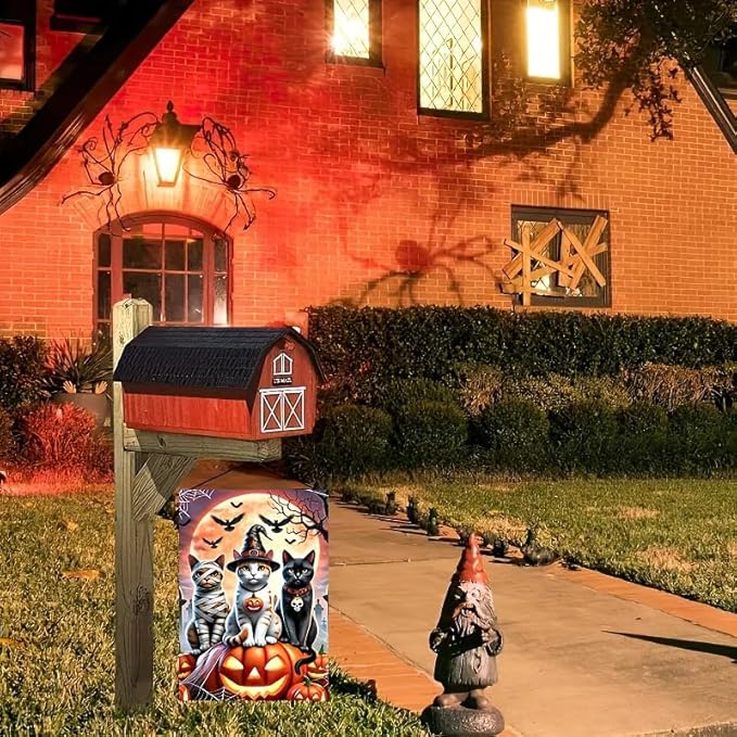 Cats Halloween Garden 12x18 Double Sided Flags Trick or Treat Holiday Pumpkin Garden Flag Cute Kitten Fall Holiday Yard Spooky Flag Winter Lawn Flags Farmhouse Outdoor Decor Banner