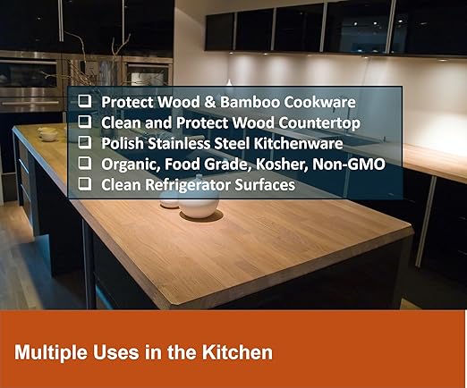 Verdana Food Grade Cutting Board Oil for Wood – 8 Fl Oz - Organic, Kosher, Non-GMO – Coconut Derived, No Mineral Oil – Conditioner & Polish for Butcher Block, Bamboo, Utensils, Wood Furniture