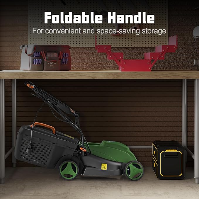 Electric Lawn Mower, 13" Corded Lawnmower with 10 Amp Copper Motor, 6.6-Gallon Grass Collection Box & 3-Position Heights, Push Lawn Mower Electric De-thatcher for Garden & Farmyard (Green)