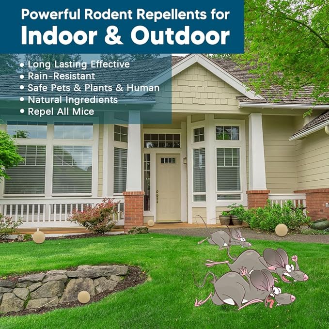 Rodent Repellent, Mouse Repellent, Mice Repellent Indoor, Rat Repellent, Mouse Deterrent for Car, Peppermint Balls for Mice, Keep Mice Out of Garage, Moth Balls for Outdoor Use-10Pcs