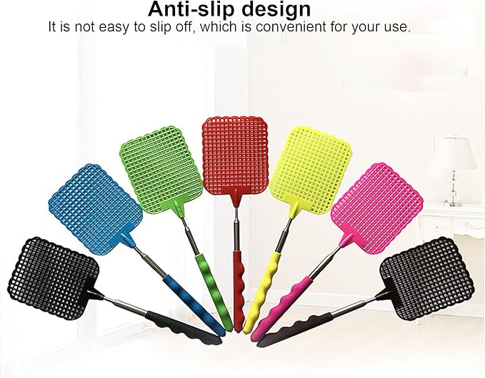 9PCS Fly Swatter, 10 to 29in Retractable Fly Swatter, Flyswatter with 3x3.7in Mesh Frame Suitable for Various Places Such as Homes Offices Outdoors and Camping