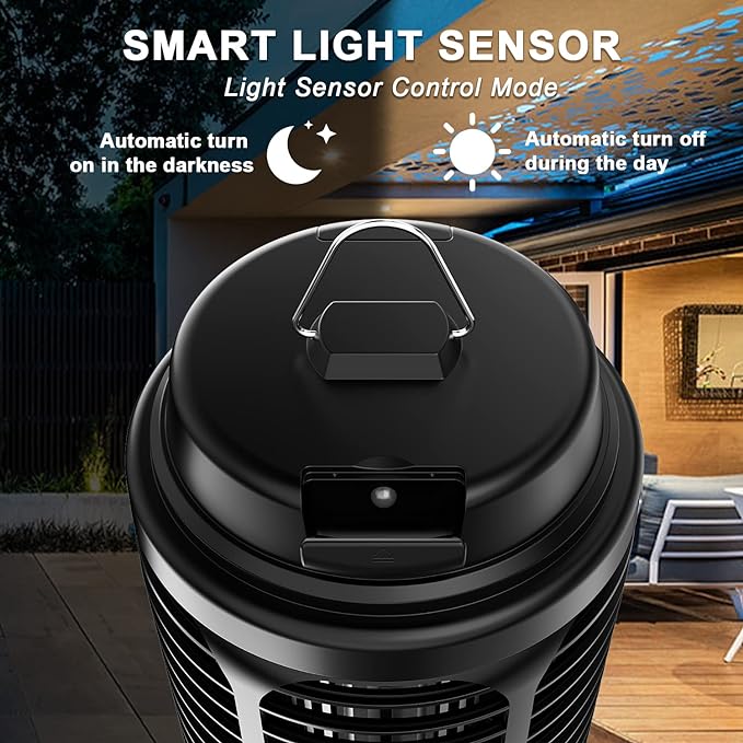 Bug Zapper Outdoor, Mosquito Zapper Indoor with Dusk to Dawn Light Sensor, 4000V Electric Fly Zapper, Waterproof Mosquito Killer, Fly Trap for Home, Patio, Kitchen, Garden - 9.8 FT Length Cable