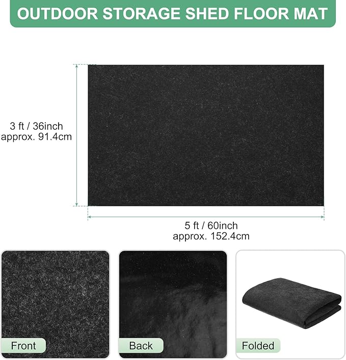 Outdoor Storage Shed Mat, 3x5 FT Waterproof Small Shed Flooring Mat for Patio Furniture Floor Protecting from Wear/Liquid/Dust/Oil, Non-Slip Carport Pad [Grey]