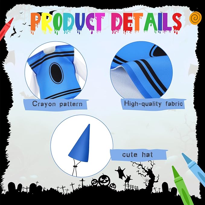 Geyoga Halloween Goose Crayon Costume Porch Goose Outfits 23" Fall Geese Clothes Classroom Lawn School Garden Patio Yard Outdoor Decorations(Blue,Crayon)