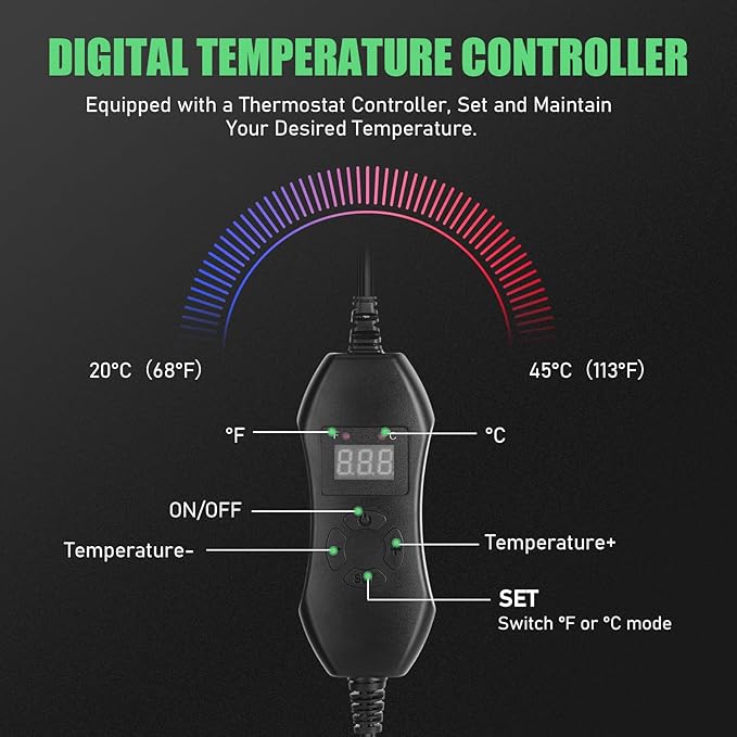 ROCEEI 2 Pack Seedling Heat Mat with Digital Thermostat Controller 20 x 20.75 Inch Waterproof Plant Seedling Heat Mat for Germination, Hydroponics, Brewing, Breeding, Indoor Gardening and Greenhouse