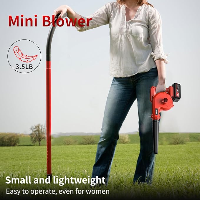 NAWIN Mini Electric Blower Kit,Leaf Blower with Battery & Charger,20V Handheld Lightweight Mini Blower for Lawn, Compact Electric Leaf Blower,Car Drying Blower Leaf Vacuum Cordless with Bag&Snowblower