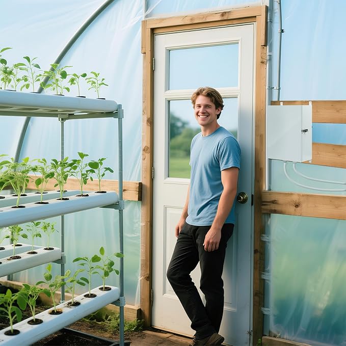 Briidea Greenhouse Roll Up Motor Timer Controller, 7-Day Programmable, AC110V to DC24V Transformer, Auto/Manual Modes, Dual Output for Side & Roof Curtain Film Roll-Up, IP65 Waterproof