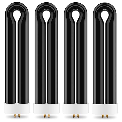 4Pack FUL15W BL Replacement Bulbs with 4 Pin Base, Indoor Outdoor 15W U Shape Lamp Tube Compatible with T6 T8 T9(Black)