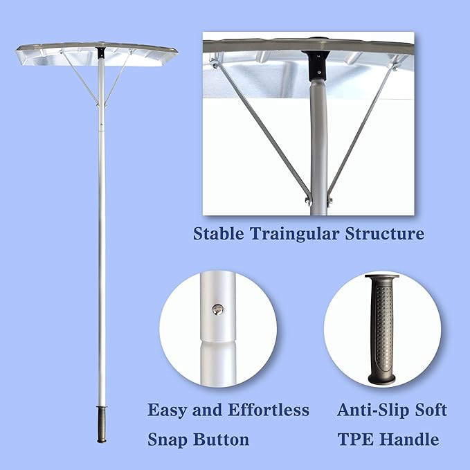 20 Feet Snow Roof Rake, 25 Inch Aluminum Blade and Handle, Snow Rake Telescoping Snow Removal Tool