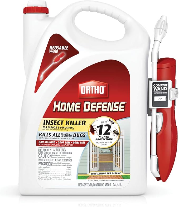 Ortho Home Defense Insect Killer for Indoor and Perimeter2 with Comfort Wand, Controls Ants, Roaches, Spiders and More, 1.1 gal., 2-Pack
