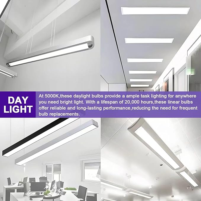 46 Inches T5 Fluorescent Bulb 54W, F54T5/850/HO 54 Watt T5 High Output 5000K Fluorescent Tube, 25 Pack, G5 Base, 4200 Lumens, CRI 82