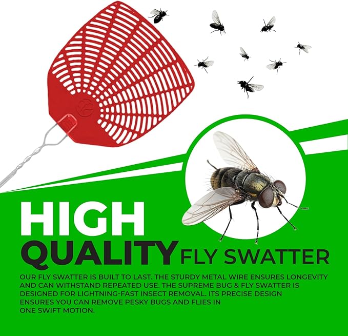 Supreme Bug & Fly Swatter 6-Pack – Braided Metal Handle 6 Pack Fly Swatters, Multi Pack Colors, – for Indoor/Outdoor – Flyswatter (21 inch- Set of 6)