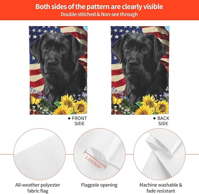 Lab Labrador American Flag Patriotic Dog Garden Flag Welcome Party Outdoor Outside Decorations Picks Home House Garden Yard Decor 12x18 Inch