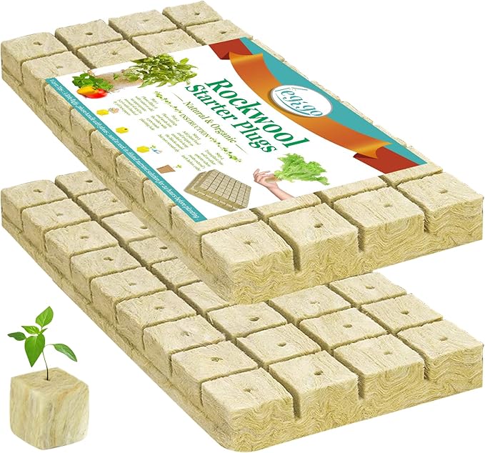 Legigo 1.2 Inch Rockwool Cubes Seed Starter Plugs for Hydroponics, RockWool Planting Grow Cubes for Hydroponic Tower Garden Soilless Cultivation Plants Germination Cutting Clone (2 Sheet, 72 Plugs)